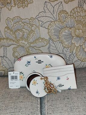 Coach Wildflower Cosmetic Pouch with Card Case & Mirror Charm